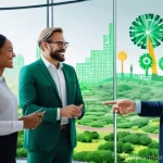 Home 12 환경경영 자격증 취득을 위한 핵심 포인트 - **Prompt:** A dynamic and inspiring scene depicting the "Green Wave" of environmental innovation mee...